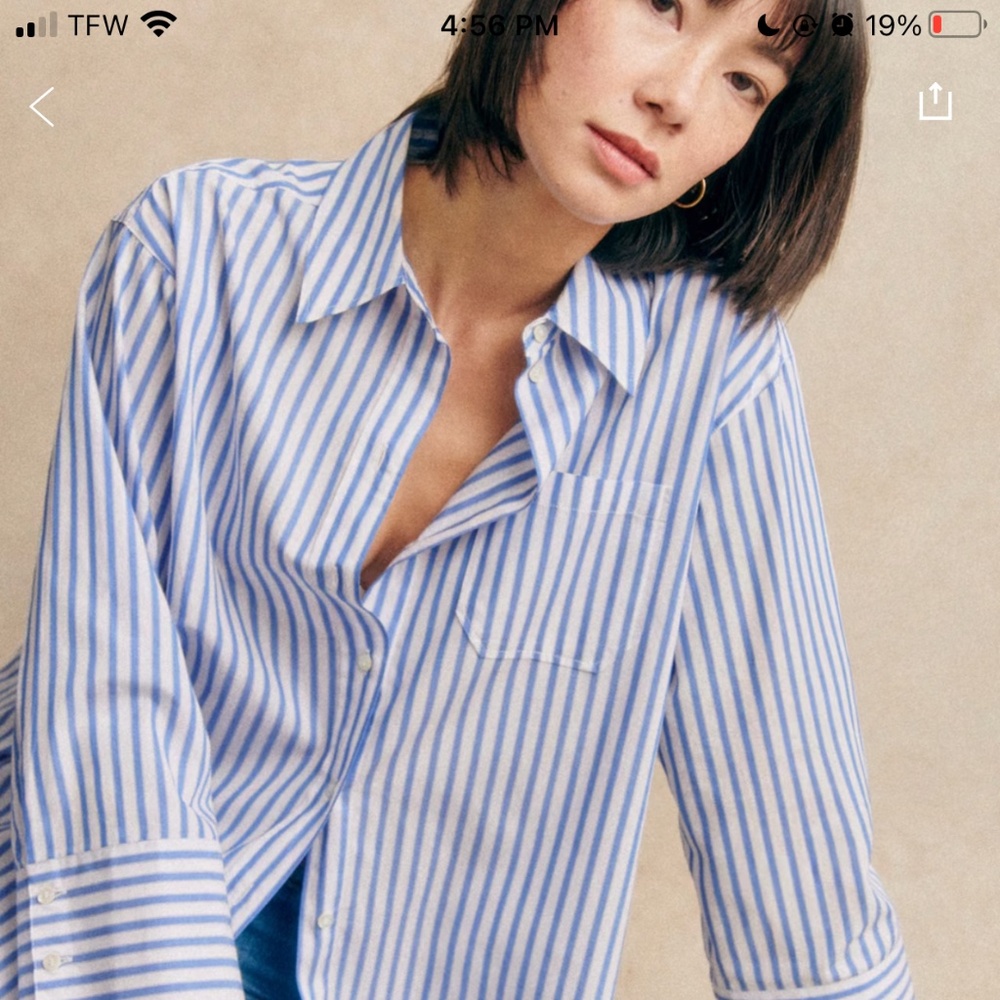 Sezane Blue and White Striped Shirt